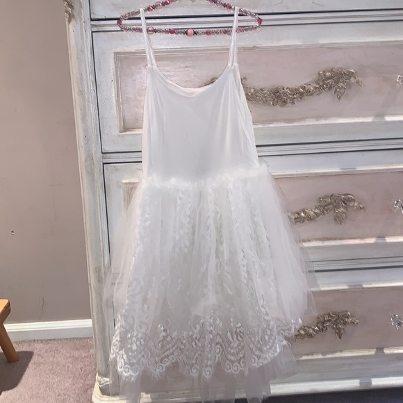 Gorgeous 💎 Ivory lace and tulle dress✨sz 130 - Picture 2 of 8
